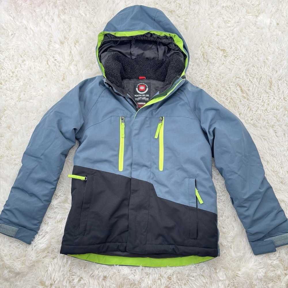 686 Ski Snowboard Jacket Coat Youth XL Insulated Waterproof Hooded Pockets Blue